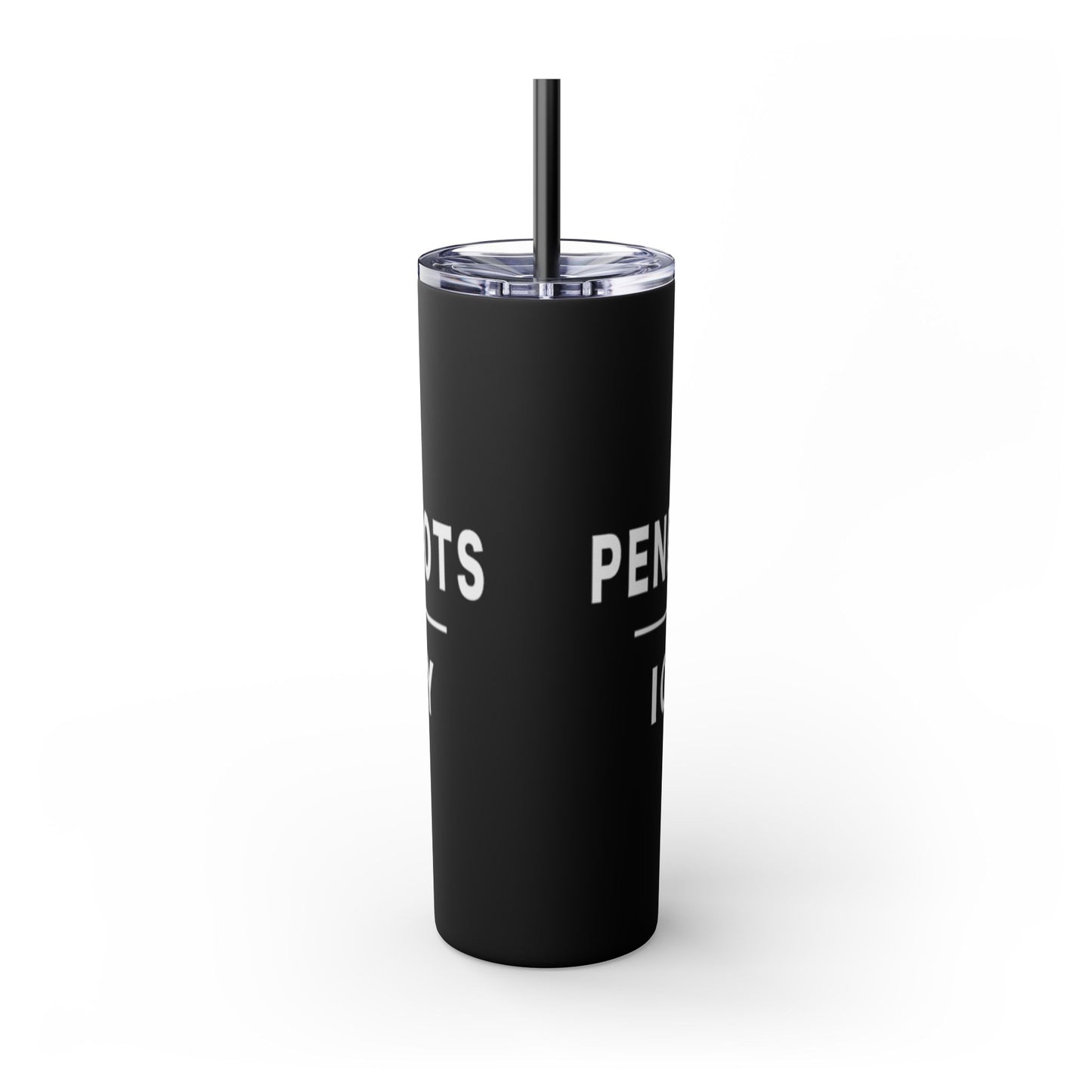 Ice Hockey Skinny Tumbler with Straw, 20oz