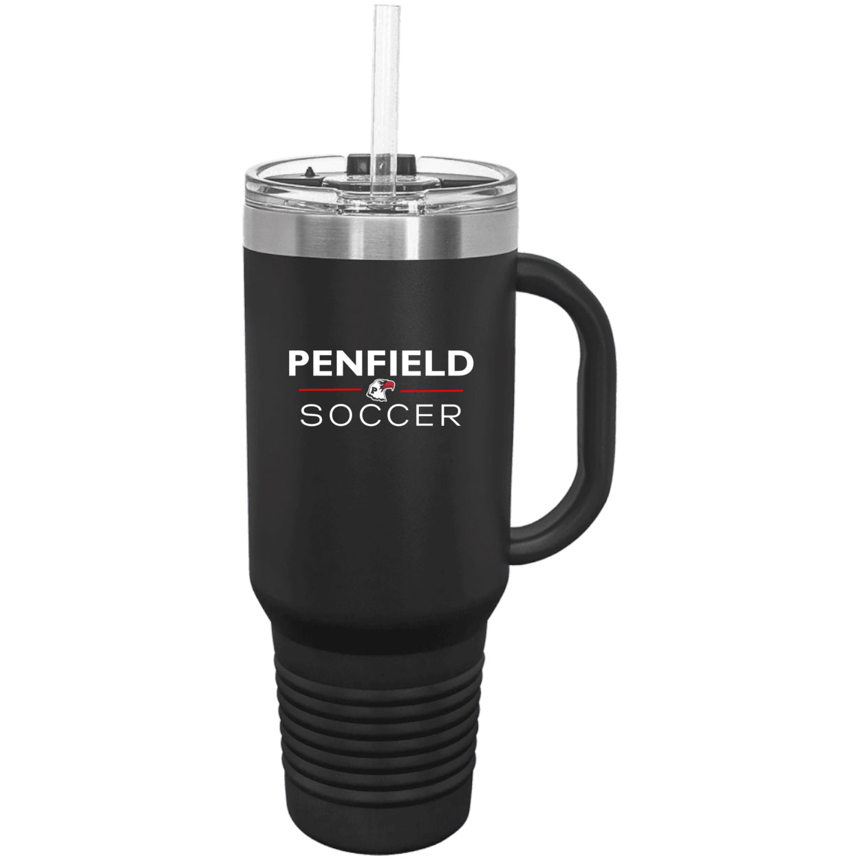 Soccer 40 oz. Travel Mug with Handle, Straw Included
