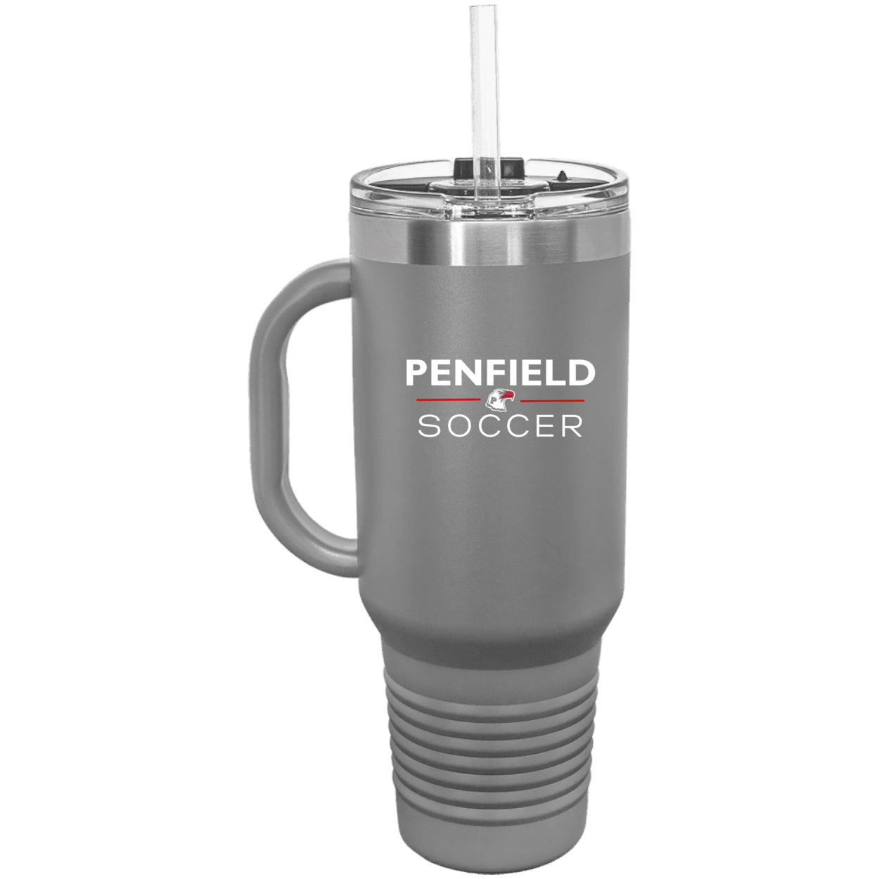 Soccer 40 oz. Travel Mug with Handle, Straw Included
