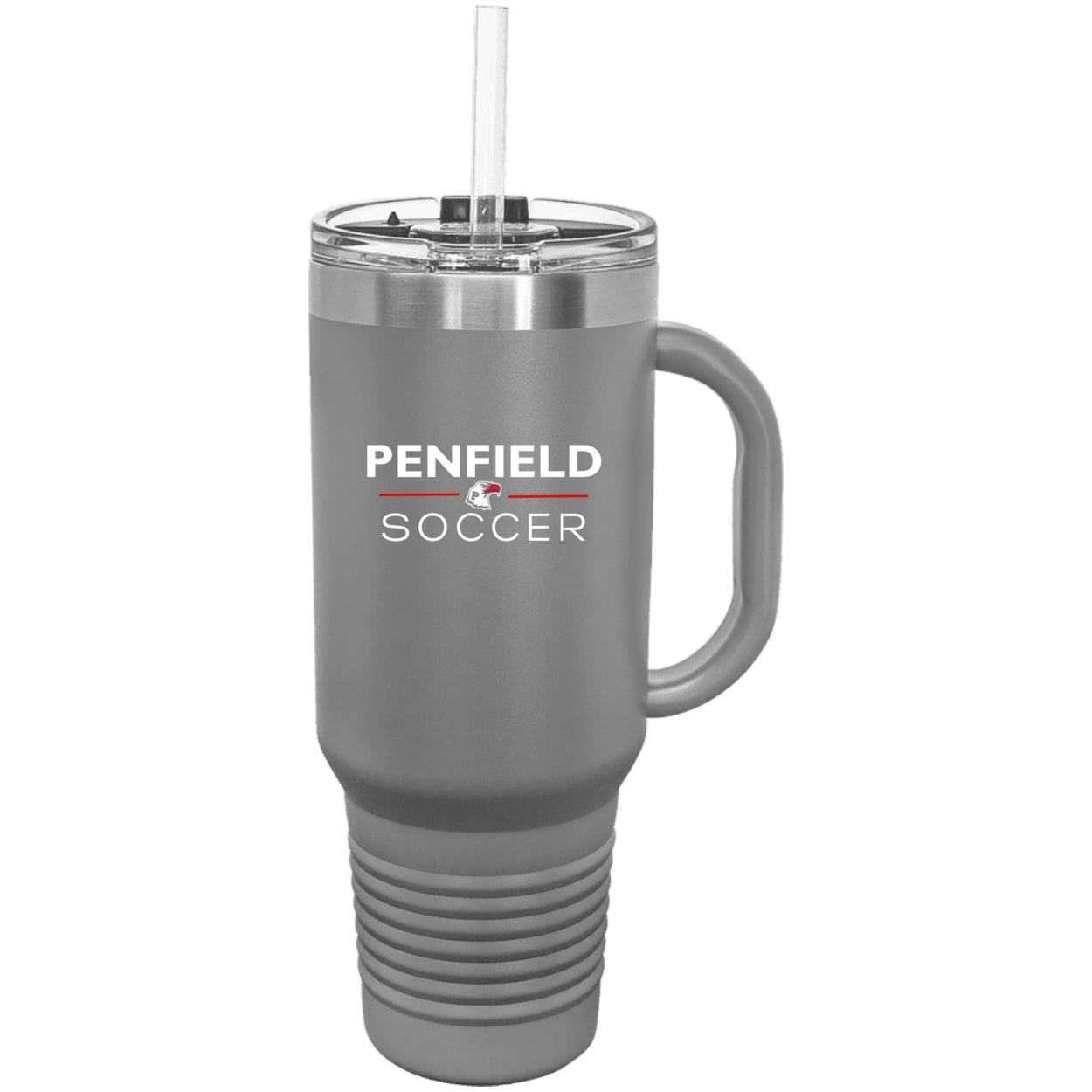 Soccer 40 oz. Travel Mug with Handle, Straw Included