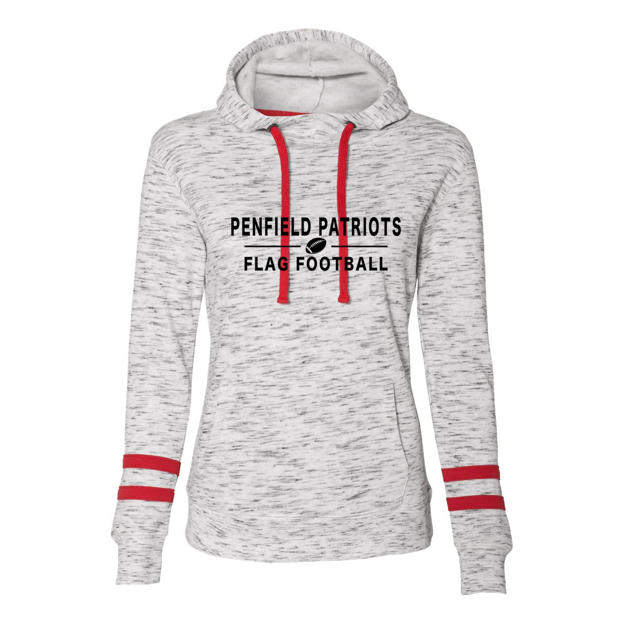 Flag Football Women's Fleece Striped-Sleeve Hooded Sweatshirt