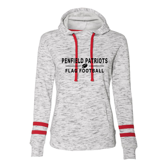 Flag Football Women's Fleece Striped-Sleeve Hooded Sweatshirt
