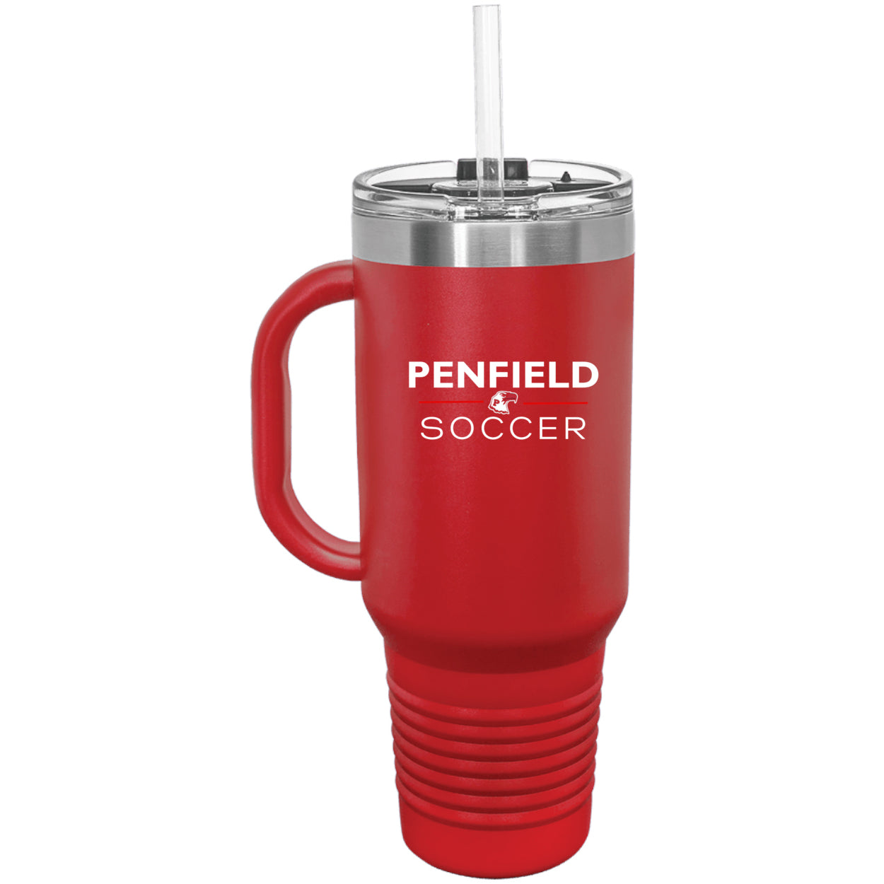 Soccer 40 oz. Travel Mug with Handle, Straw Included