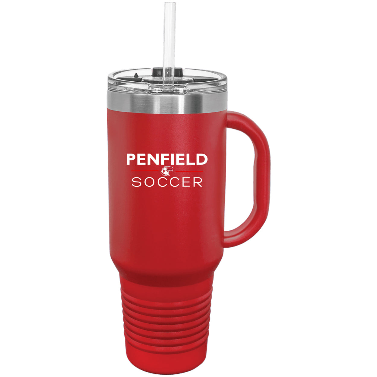Soccer 40 oz. Travel Mug with Handle, Straw Included